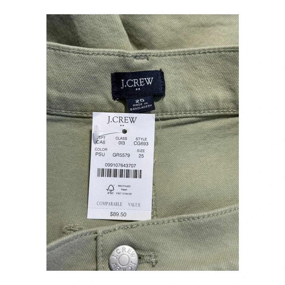 J. Crew‎ High Rise Utility Shorts Size 2 (25) Khaki Green Cotton Blend NWT